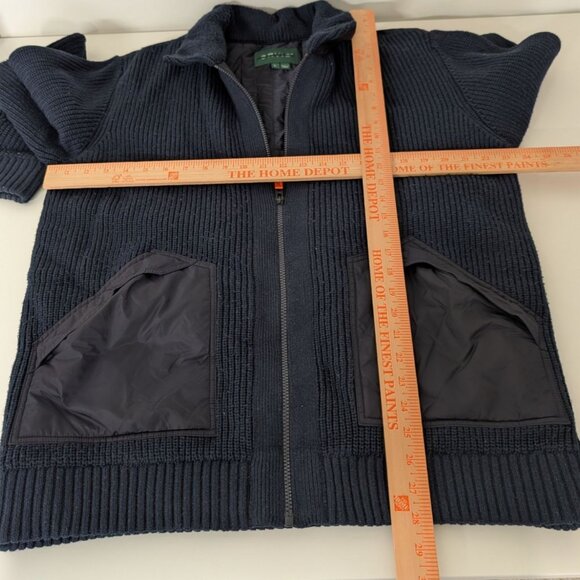 Orvis Ribbed Sweater Mens Size Large Blue Merino Wool Blend Collared Full Zip - Picture 9 of 11